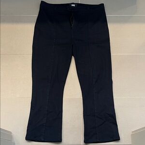 PAIGE Midnight Black Seamed Flare Trousers